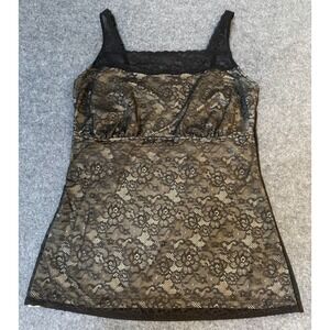 VTG Expressions Y2K Lace Babydoll Sleeveless Top Plus 2xl Black NUDE Whimsigoth
